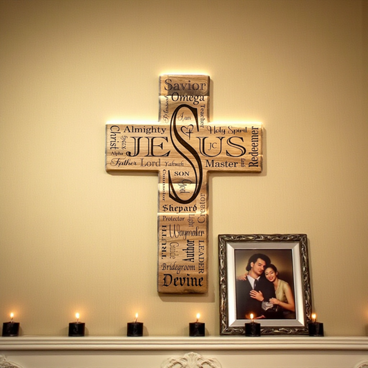 11.5" 100% Acacia Jesus Word Salad Cross