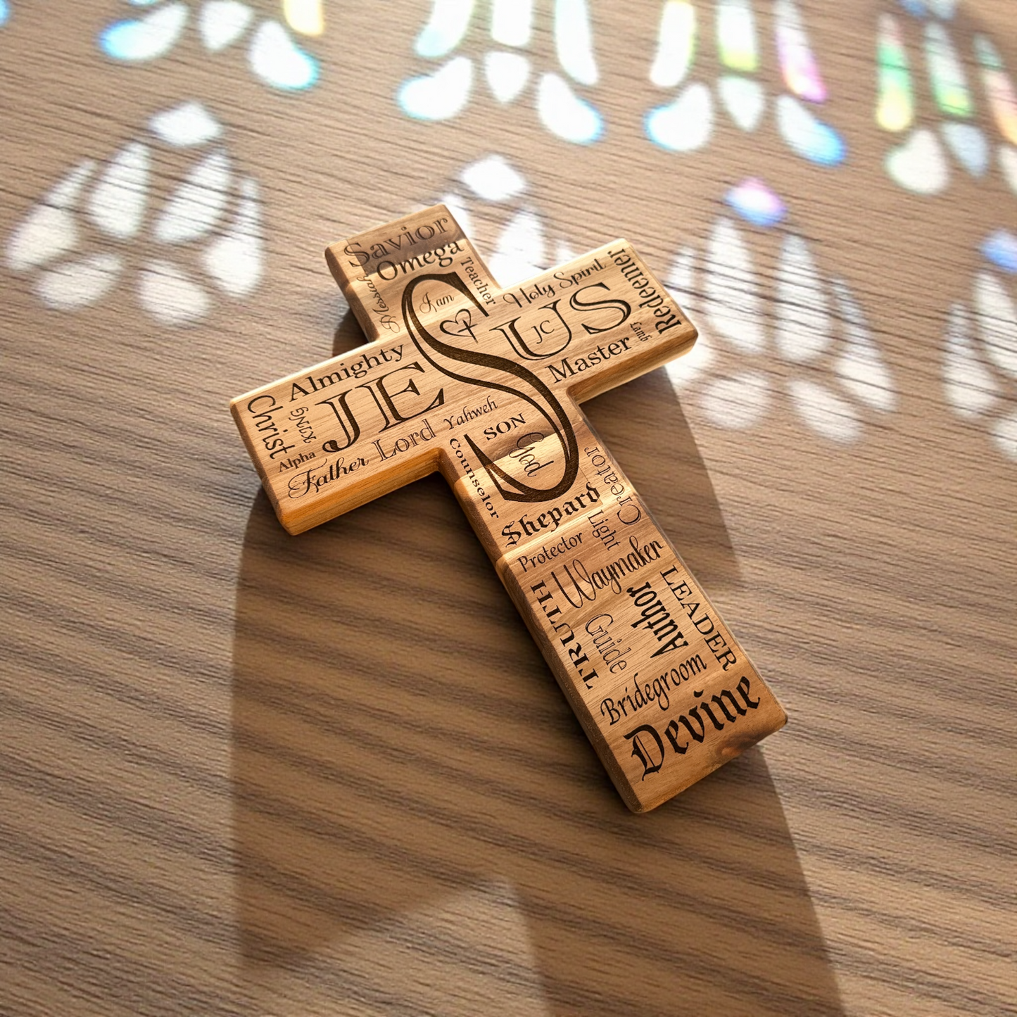 11.5" 100% Acacia Jesus Word Salad Cross