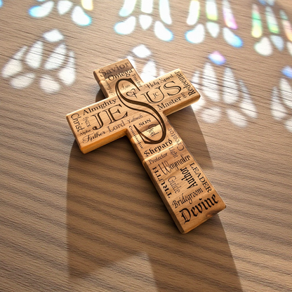 11.5" 100% Acacia Jesus Word Salad Cross
